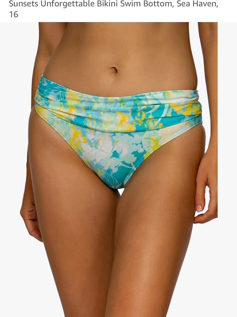 Sea Haven Turquoise Floral Fold-Over Bikini Bottom